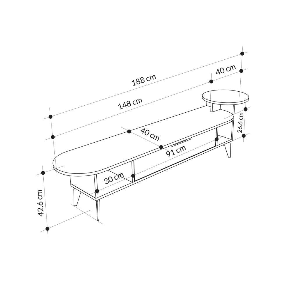 Meuble TV moderne ADA 190 cm pour séjour ou salon - Noyer - Meublin.ma Meuble TV Meublin.ma