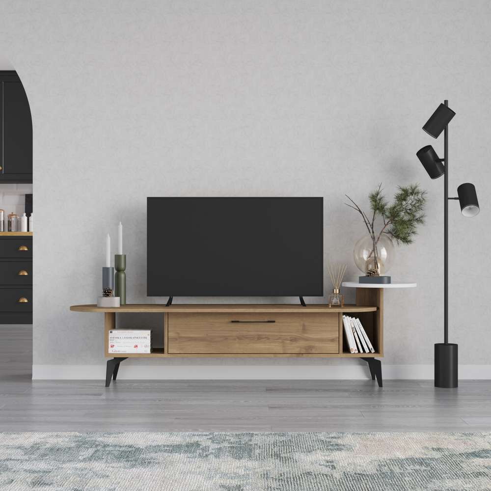 Meuble TV moderne ADA 190 cm pour séjour ou salon - Noyer - Meublin.ma Meuble TV Meublin.ma