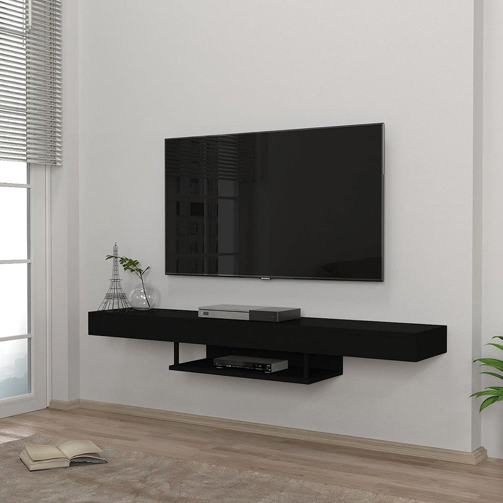 Meuble TV design suspendu ALBERES 150 cm - Noir - Meublin.ma Meuble TV Meublin.ma