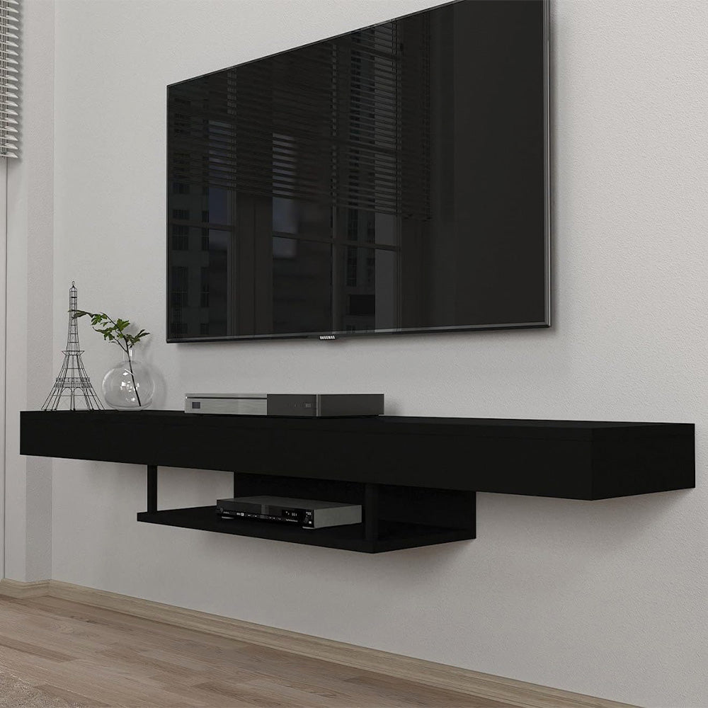 Meuble TV design suspendu ALBERES 150 cm - Noir - Meublin.ma Meuble TV Meublin.ma