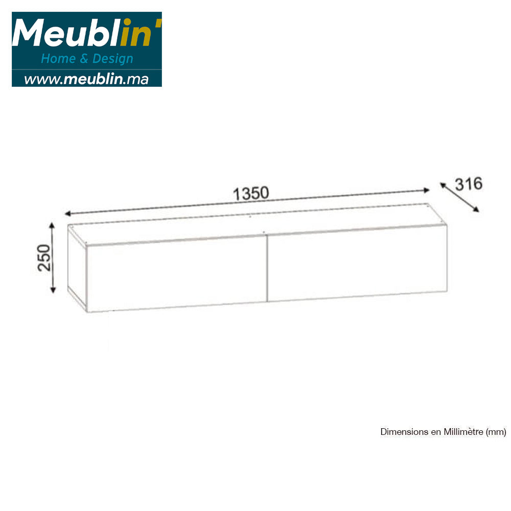 Pack DIMARIS - Meuble TV suspendu et Table basse - Chêne et Blanc - Meublin.ma Meuble TV Meublin.ma