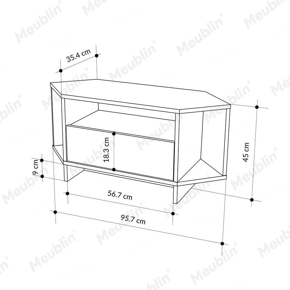 Stand TV moderne VIVA 96 cm pour séjour ou salon - Marron Noyer