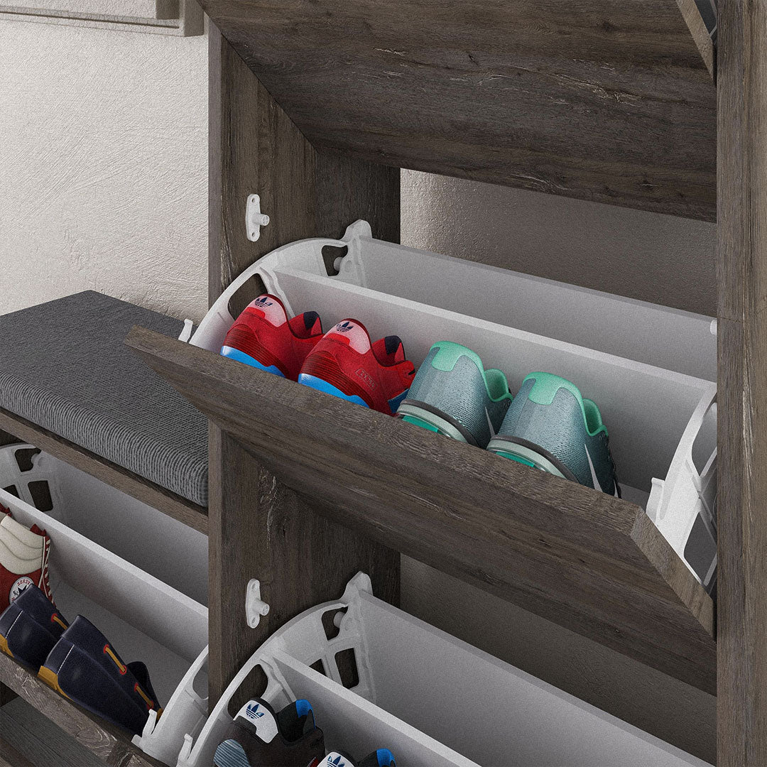 Meuble chaussures à 4 compartiments DUDE 118 cm - Dark Brown