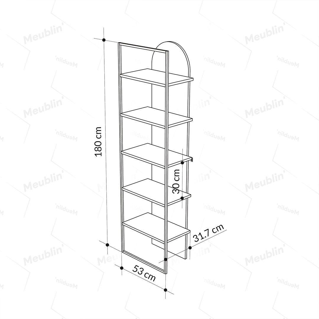 Bibliothèque / Meuble de rangement à étagères ARCHY 180 cm - Beige et Noir