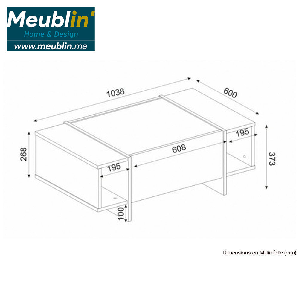 Table basse pour séjour VEYRON 104 cm - Effet marbré noir et doré - Meublin.ma table basse Meublin.ma