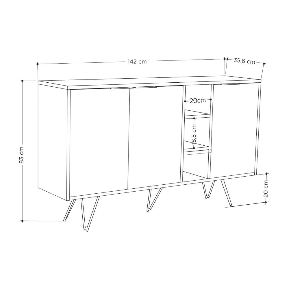 Console CLARA 142 cm - Buffet et Bahut de rangement - Beige et Gris - Meublin.ma Meuble TV Meublin.ma