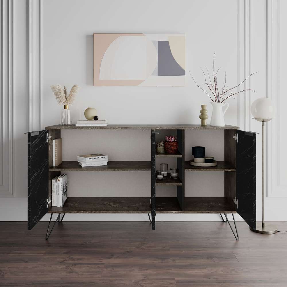 Console CLARA 142 cm - Buffet et Bahut de rangement - Dark Brown Marbré - Meublin.ma Meuble TV Meublin.ma