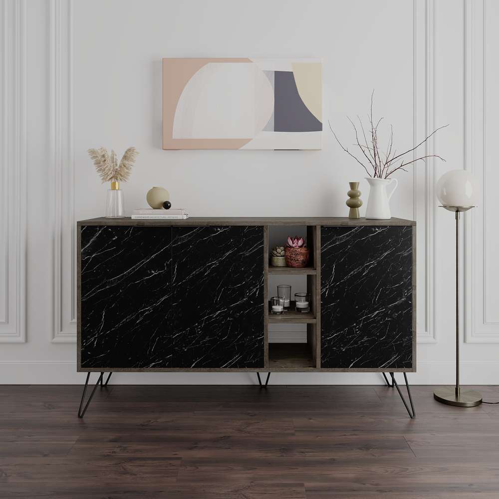 Console CLARA 142 cm - Buffet et Bahut de rangement - Dark Brown Marbré - Meublin.ma Meuble TV Meublin.ma