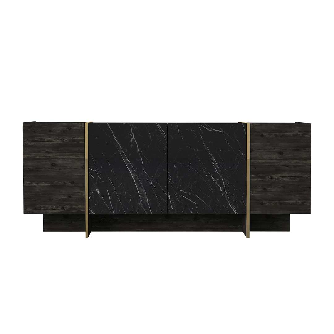 Console VEYRON 180 cm - Buffet et Bahut de rangement - Effet marbre noir - Meublin.ma Meuble TV Meublin.ma