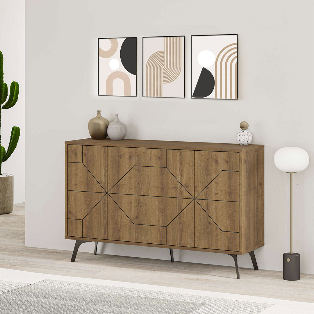 Console DUNE 123 cm - Buffet et Bahut de rangement - Marron Noyer