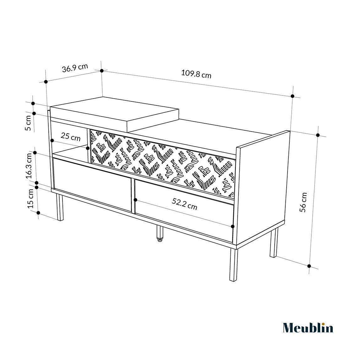 Banc à chaussures - 3 compartiments HEATON 110 cm - Cappuccino