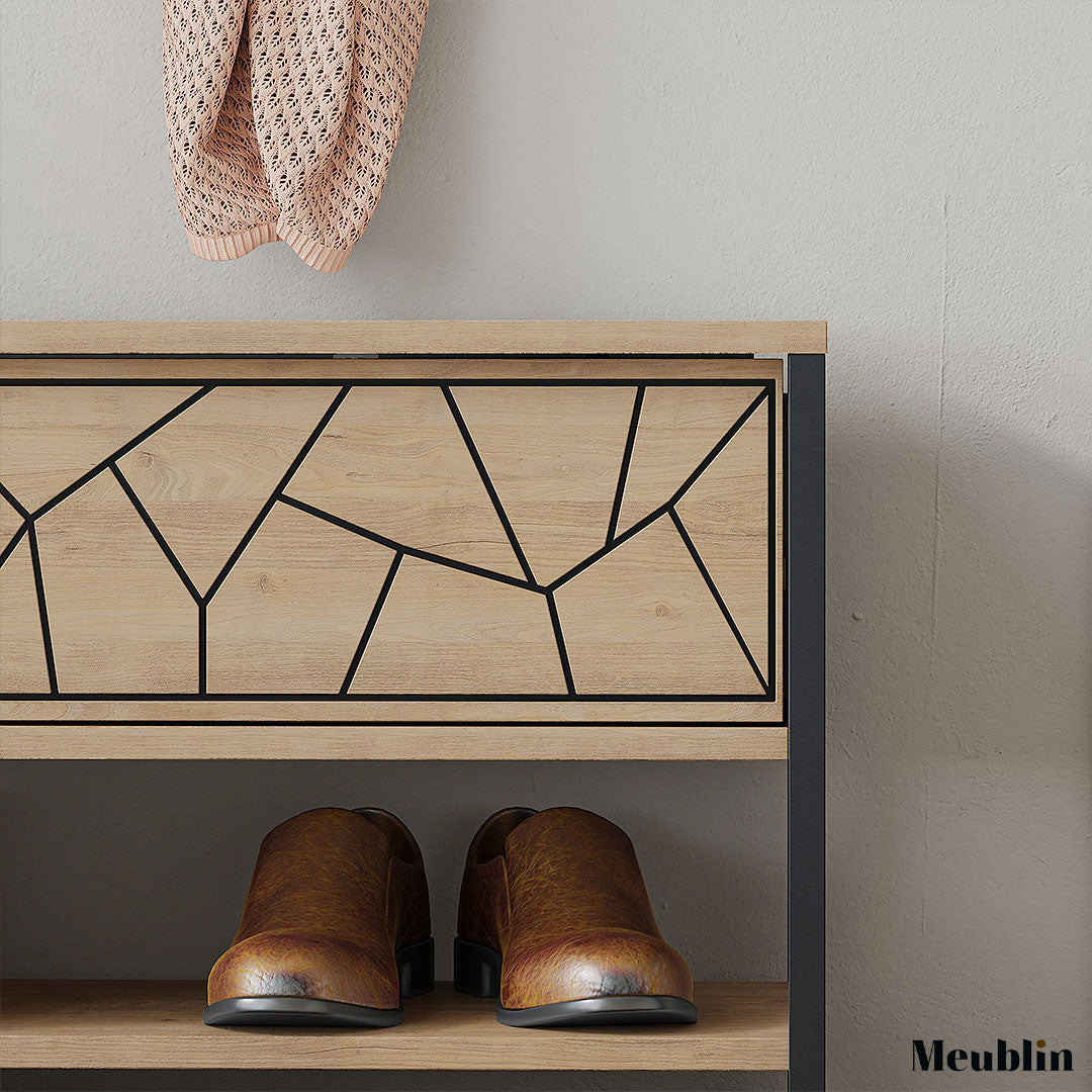 Banc à chaussures - 2 compartiments INOLA 105 cm - Meuble d'entrée