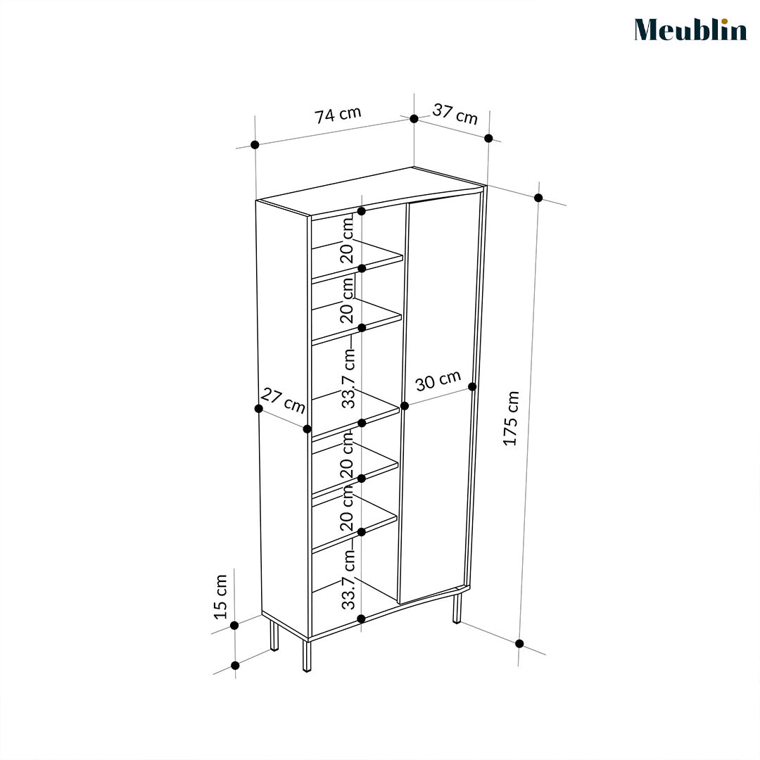 Placard Bibliothèque FREM 175 cm - Mobilier moderne de rangement