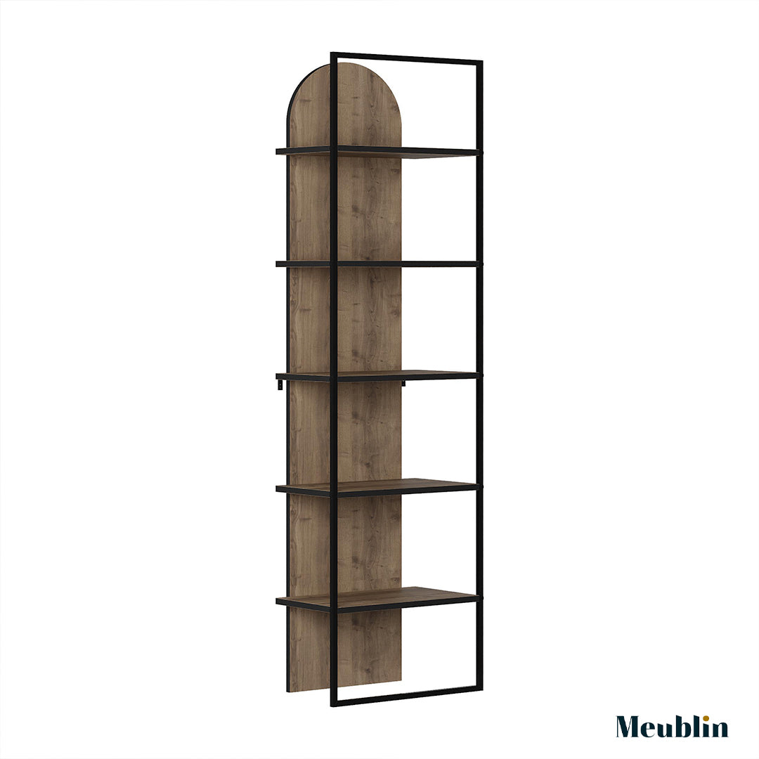 Bibliothèque Meuble de rangement ARCHY 180 cm - Marron Noyer