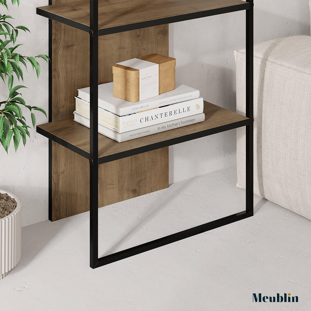 Bibliothèque Meuble de rangement ARCHY 180 cm - Marron Noyer