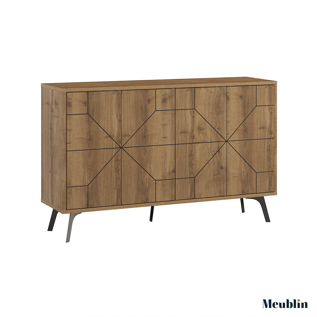 Console DUNE 123 cm - Buffet et Bahut de rangement - Marron Noyer