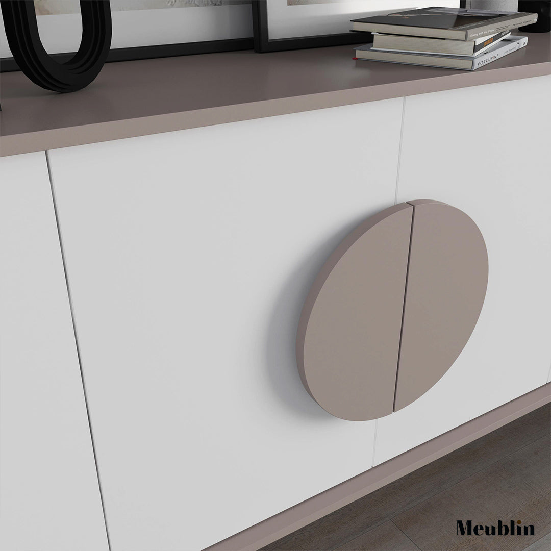 Console GORA 180 cm - Bahut de rangement - Cappuccino et Blanc