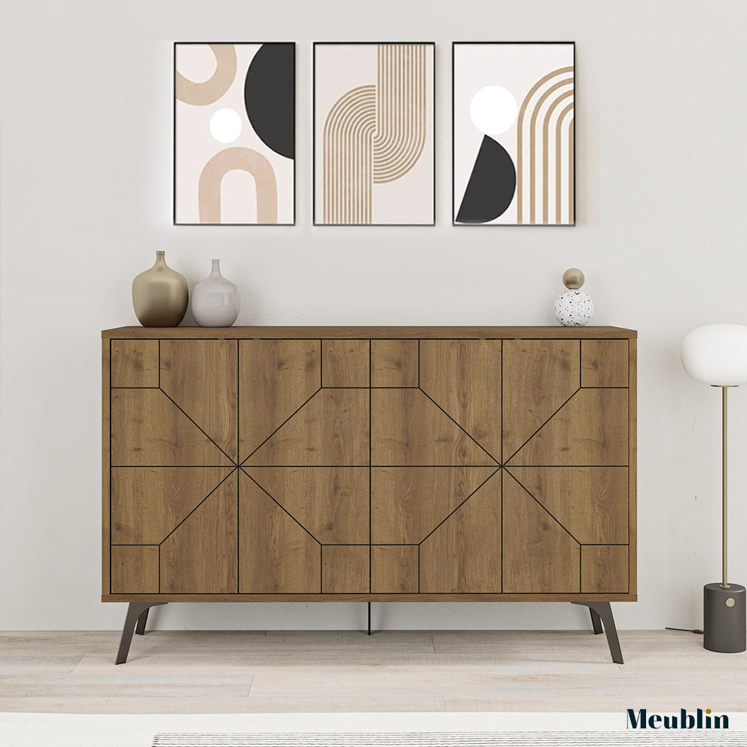 Console DUNE 123 cm - Buffet et Bahut de rangement - Marron Noyer