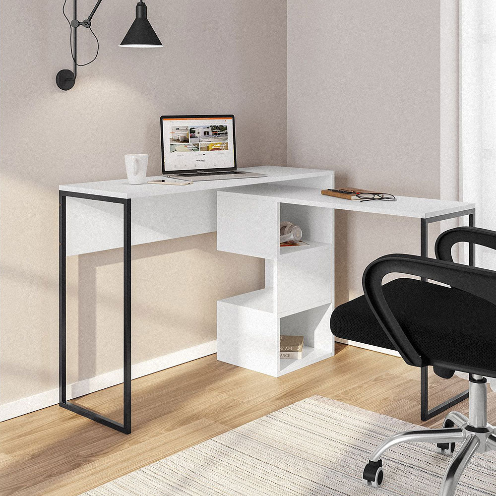 Bureau de travail en bois BADAU 110 cm - Blanc