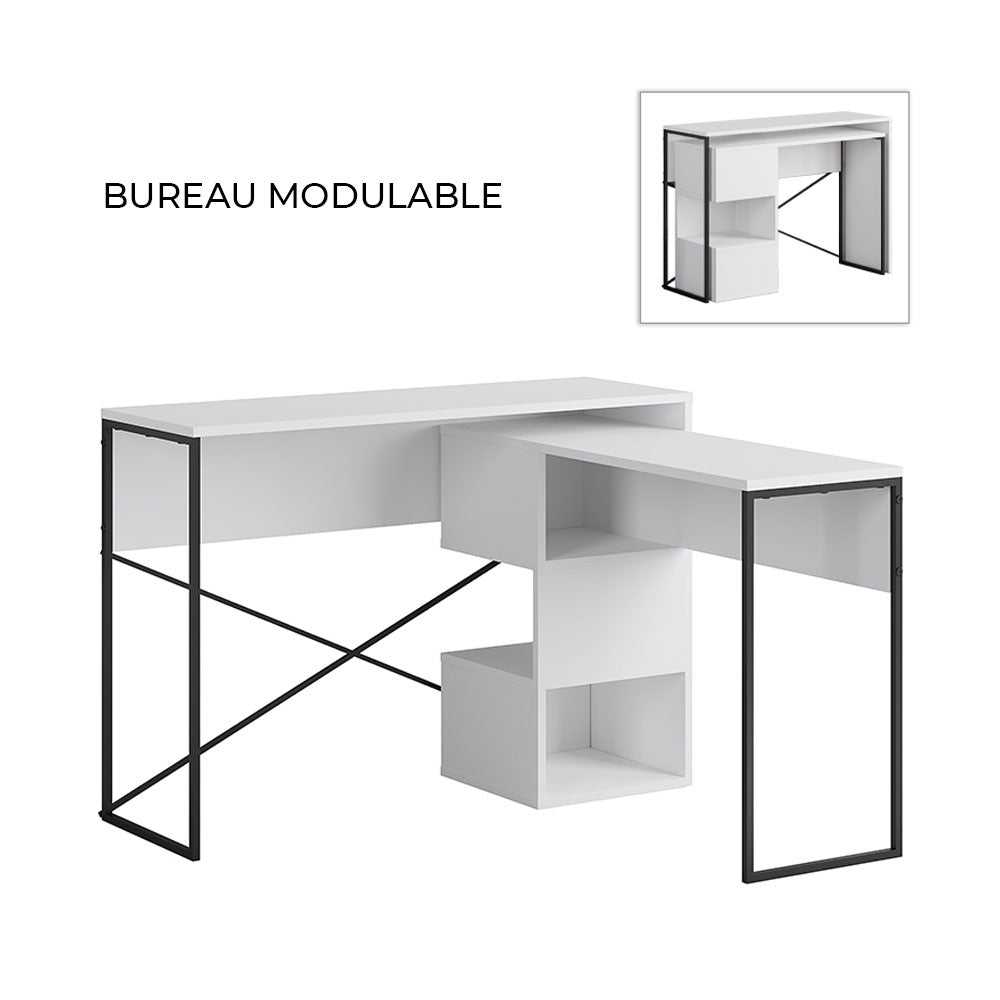 Bureau de travail en bois BADAU 110 cm - Blanc