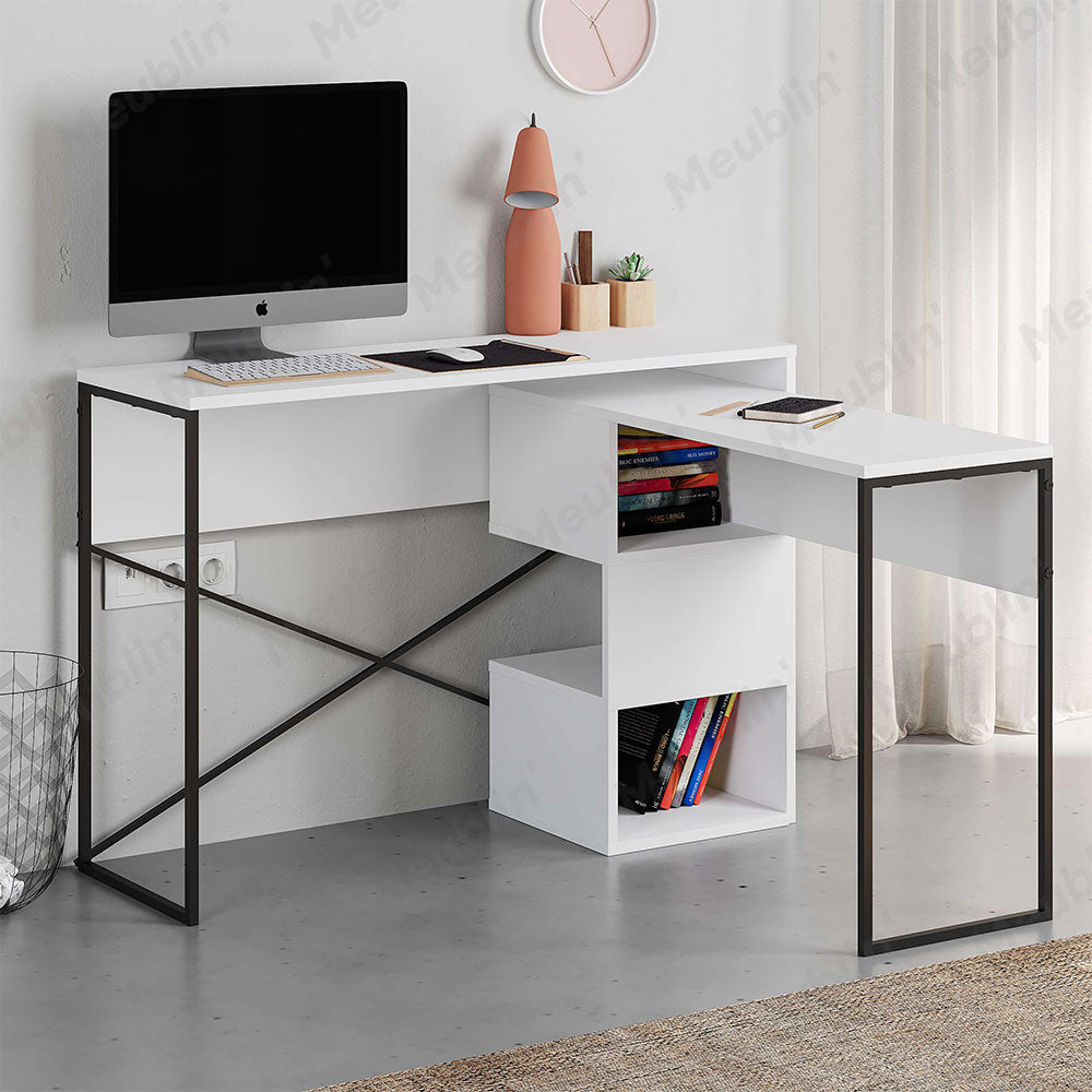 Bureau de travail en bois BADAU 110 cm - Blanc