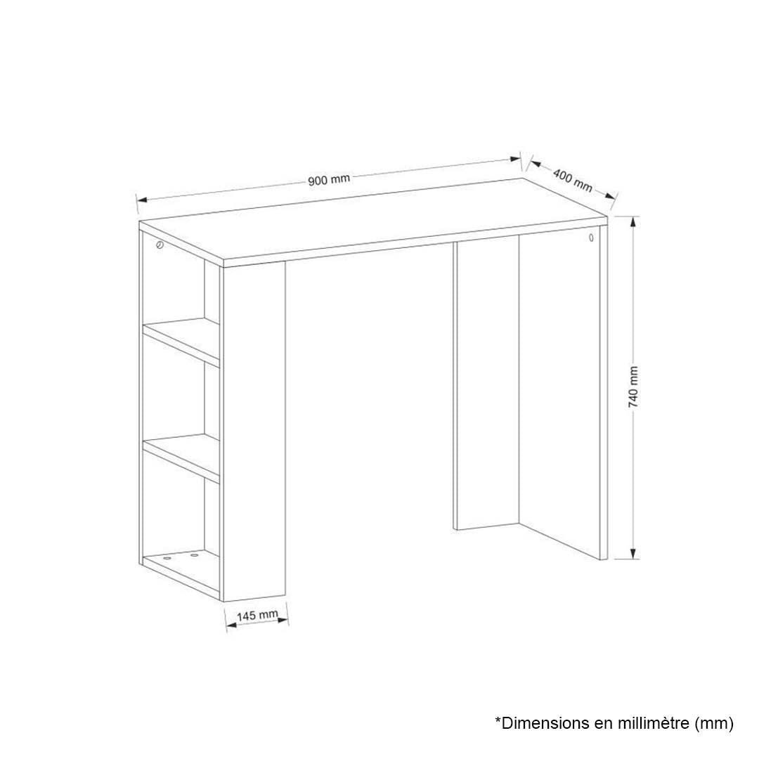 Bureau de travail en bois blanc NETENYA 90 cm - Chambre enfants - Meublin.ma bureau de travail Meublin.ma