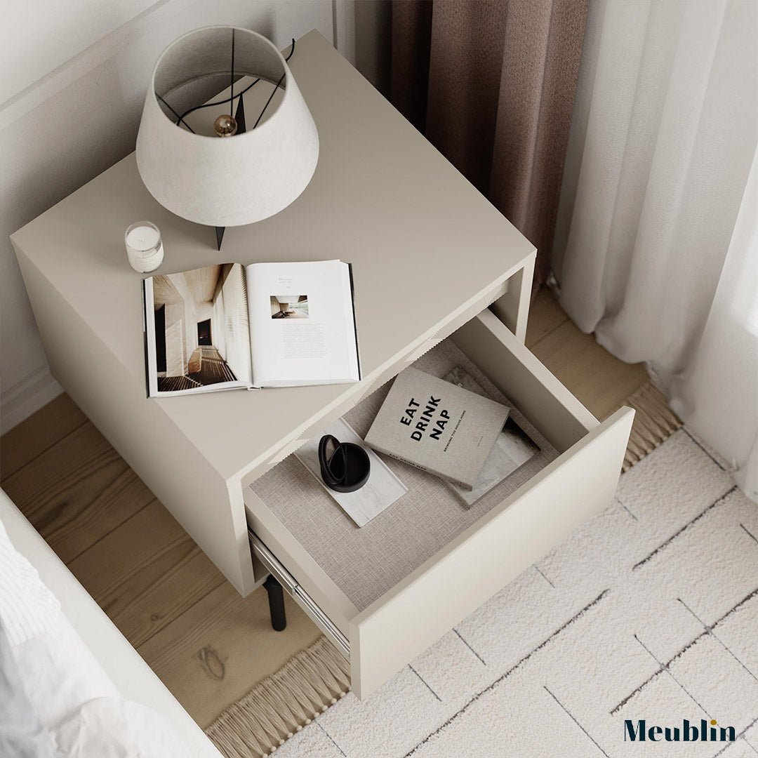 Table de nuit nordique à 1 tiroir MOTT- Chambre à coucher