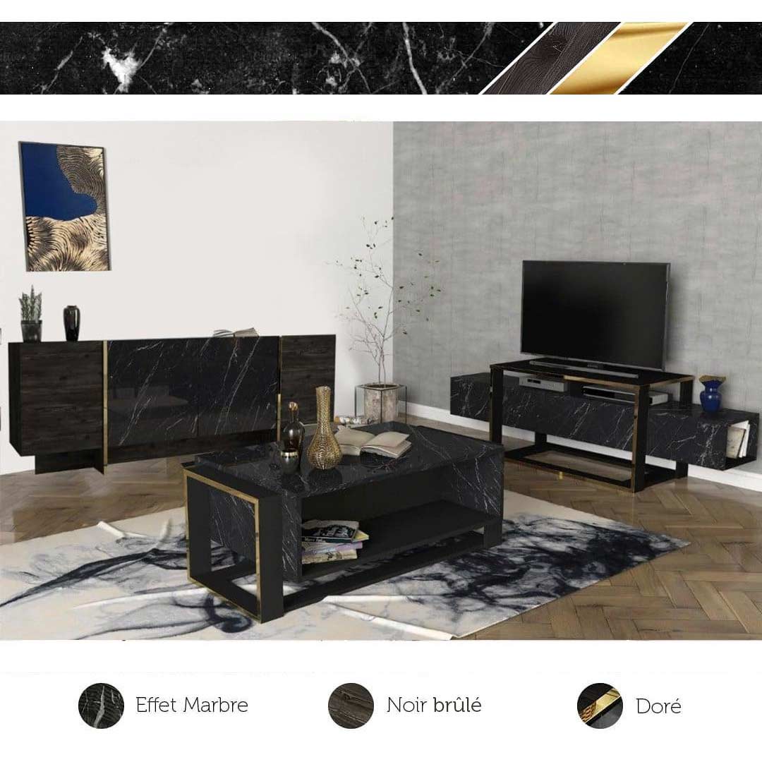 Pack collection à 3 BIANVEY - Meuble TV - Console - Table basse pour séjour - Meublin.ma Meuble TV Meublin.ma