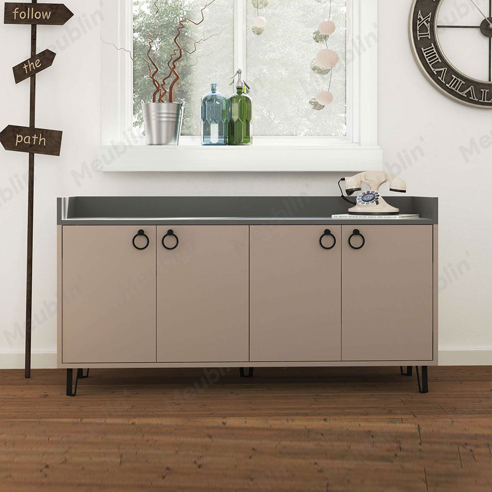 Console DEA 140 cm - Buffet et Bahut de rangement - Beige et Gris