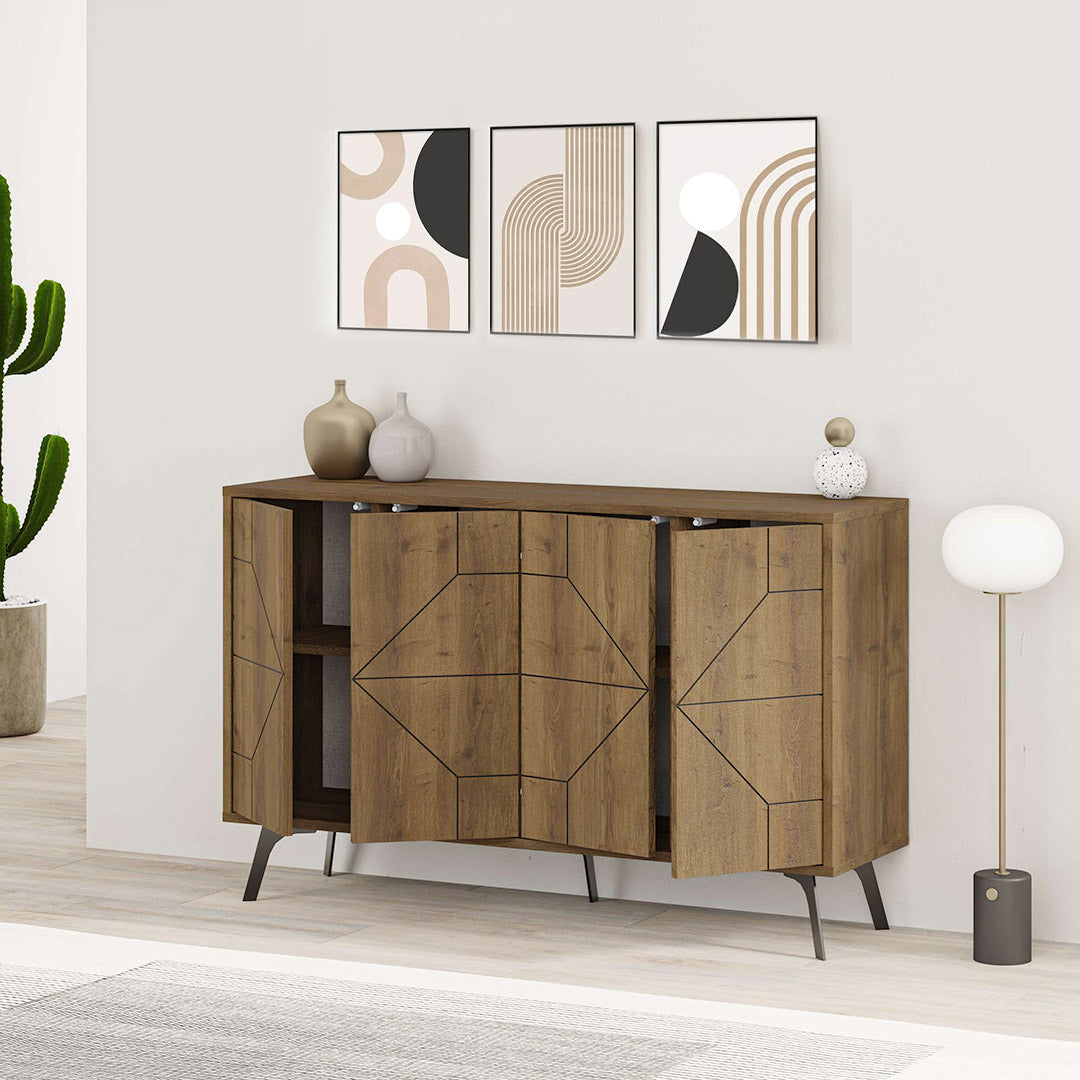 Console DUNE 123 cm - Buffet et Bahut de rangement - Marron Noyer