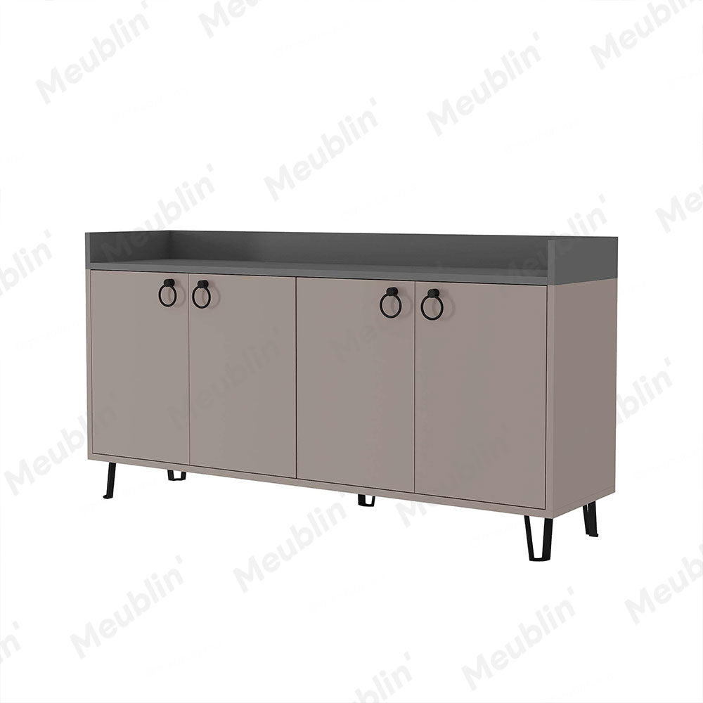 Console DEA 140 cm - Buffet et Bahut de rangement - Beige et Gris