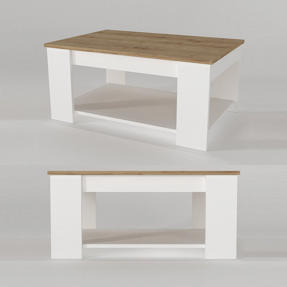 Pack DIMALENA - Meuble TV suspendu et Table basse - Blanc et chêne - Meublin.ma Meuble TV Meublin.ma