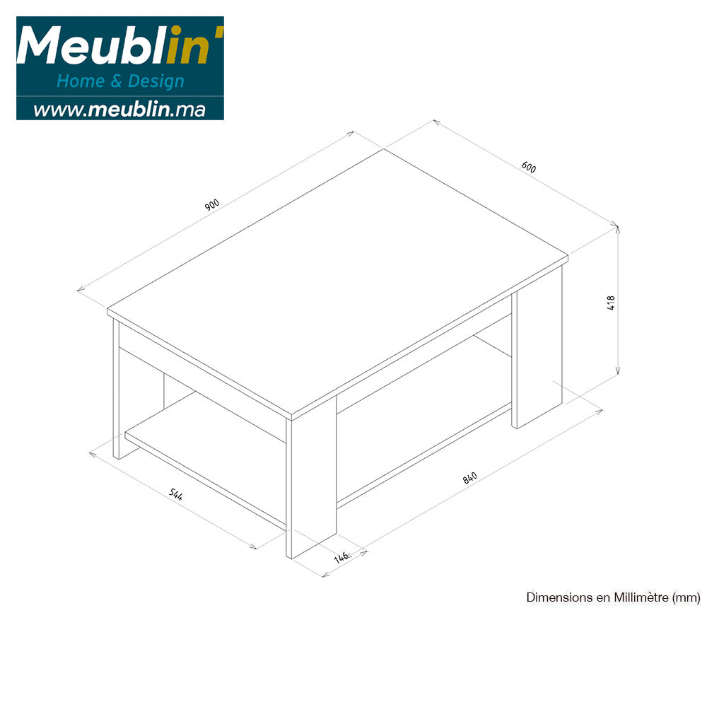 Pack DIMALENA - Meuble TV suspendu et Table basse - Blanc et chêne - Meublin.ma Meuble TV Meublin.ma