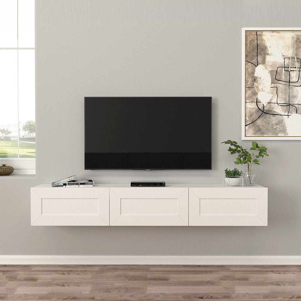 Meuble TV à design suspendu DIMONA 180 cm - Blanc classique - Meublin.ma Meuble TV Meublin.ma