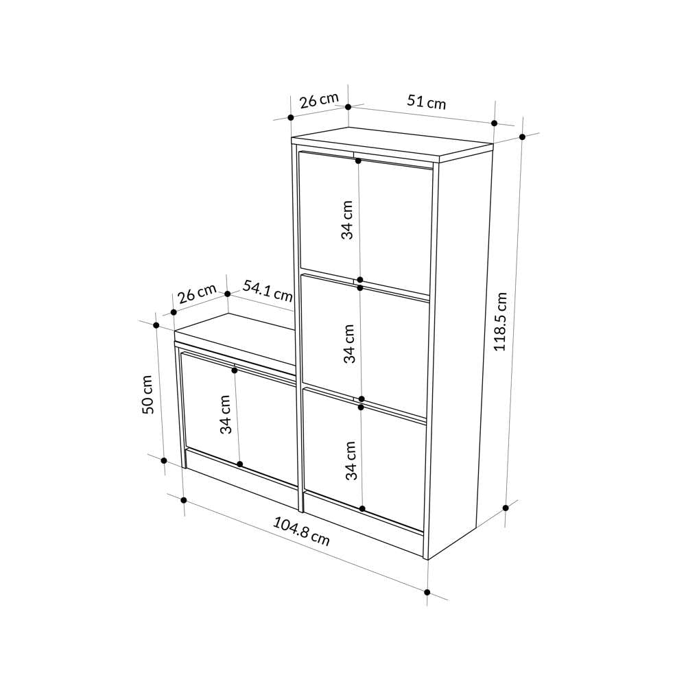 Meuble chaussures à 4 compartiments DUDE 118 cm Blanc - Mobilier d'entrée - Meublin.ma Meuble d'entrée Meublin.ma