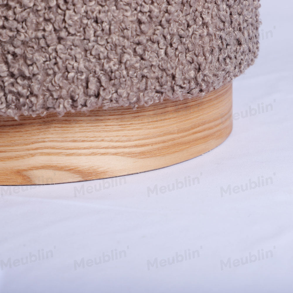 Ensemble de 2 tabourets bouclette Kaki - séjour ou chambre à coucher