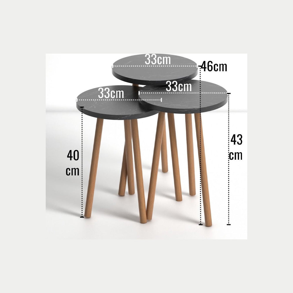 Set de 4 Tables pour séjour ou bureau - Effet marbré et noyer - Meublin.ma Meublin.ma