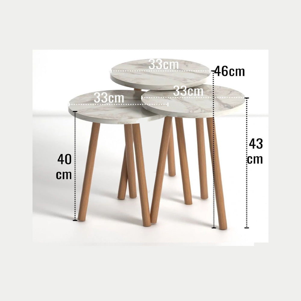 Set de Tables pour séjour ou bureau - Effet marbré et noyer - Meublin.ma Meuble TV Meublin.ma