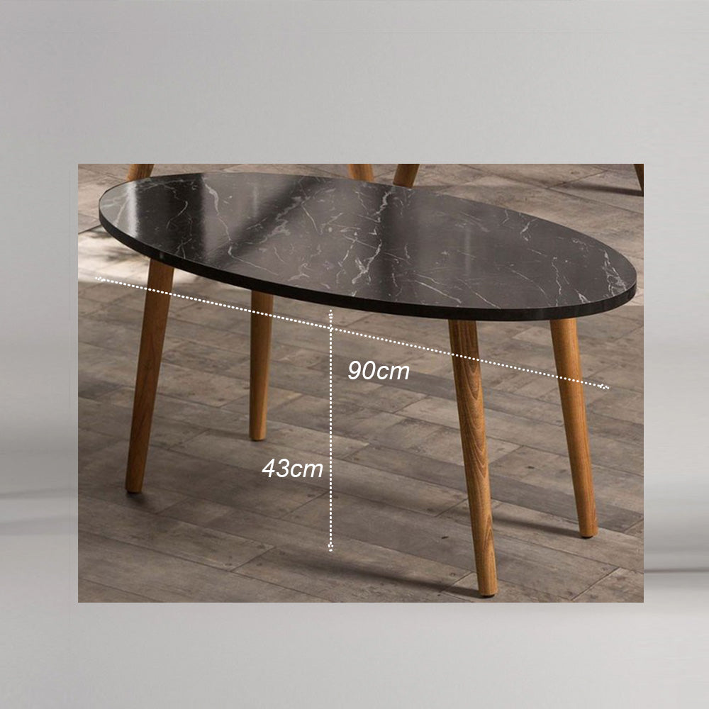 Set de 4 Tables pour séjour ou bureau - Effet marbré et noyer - Meublin.ma Meublin.ma