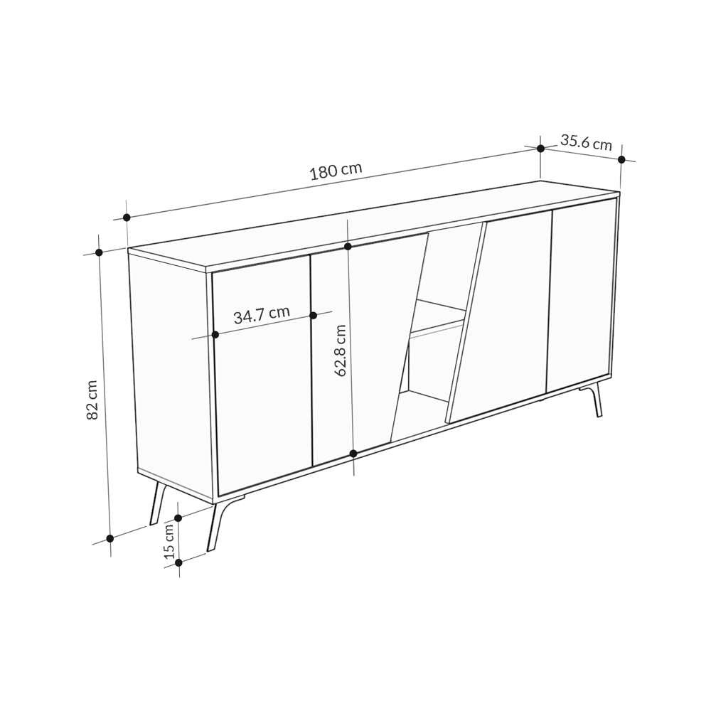 Console FIONA 180 cm - Buffet et Bahut de rangement - Chêne et blanc - Meublin.ma Meuble TV Meublin.ma