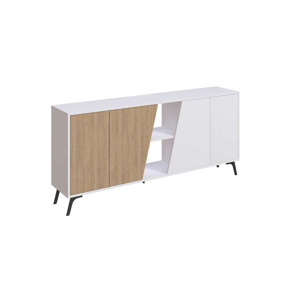 Console FIONA 180 cm - Buffet et Bahut de rangement - Chêne et blanc - Meublin.ma Meuble TV Meublin.ma