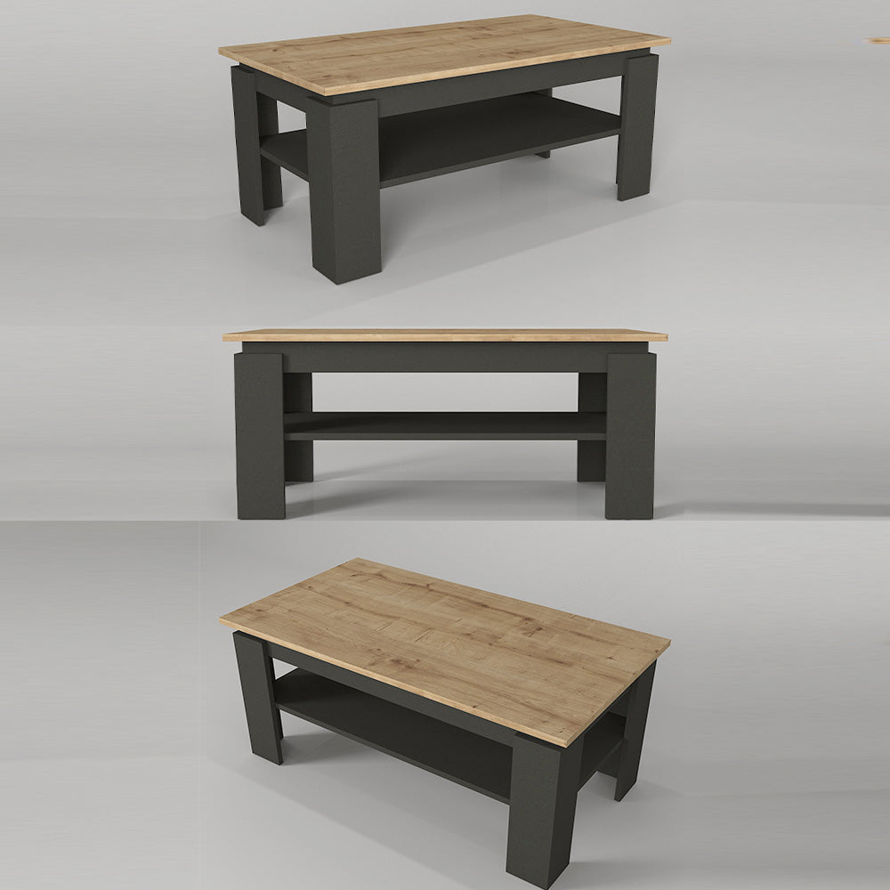 Pack LERITOS - Meuble TV suspendu et Table basse - Gris et chêne - Meublin.ma Meuble TV Meublin.ma
