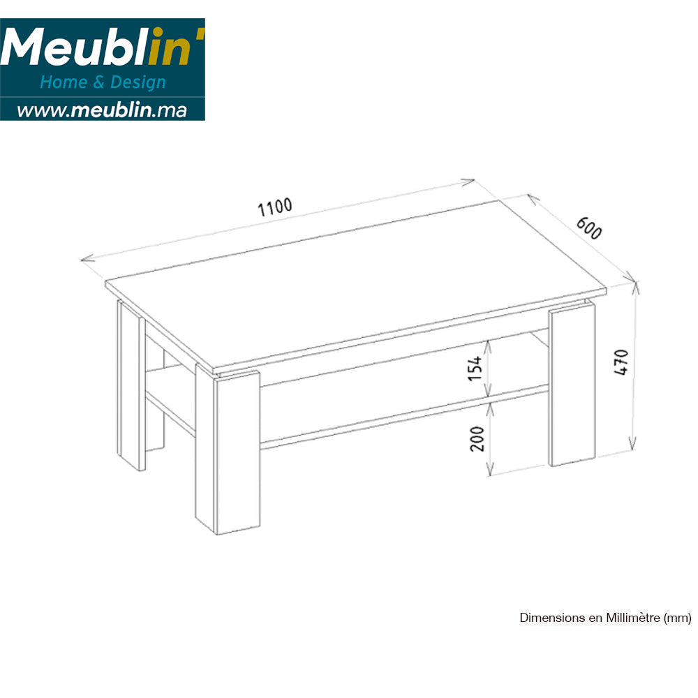 Pack DAMLER - Meuble TV suspendu et Table basse - Gris et chêne - Meublin.ma Meuble TV Meublin.ma