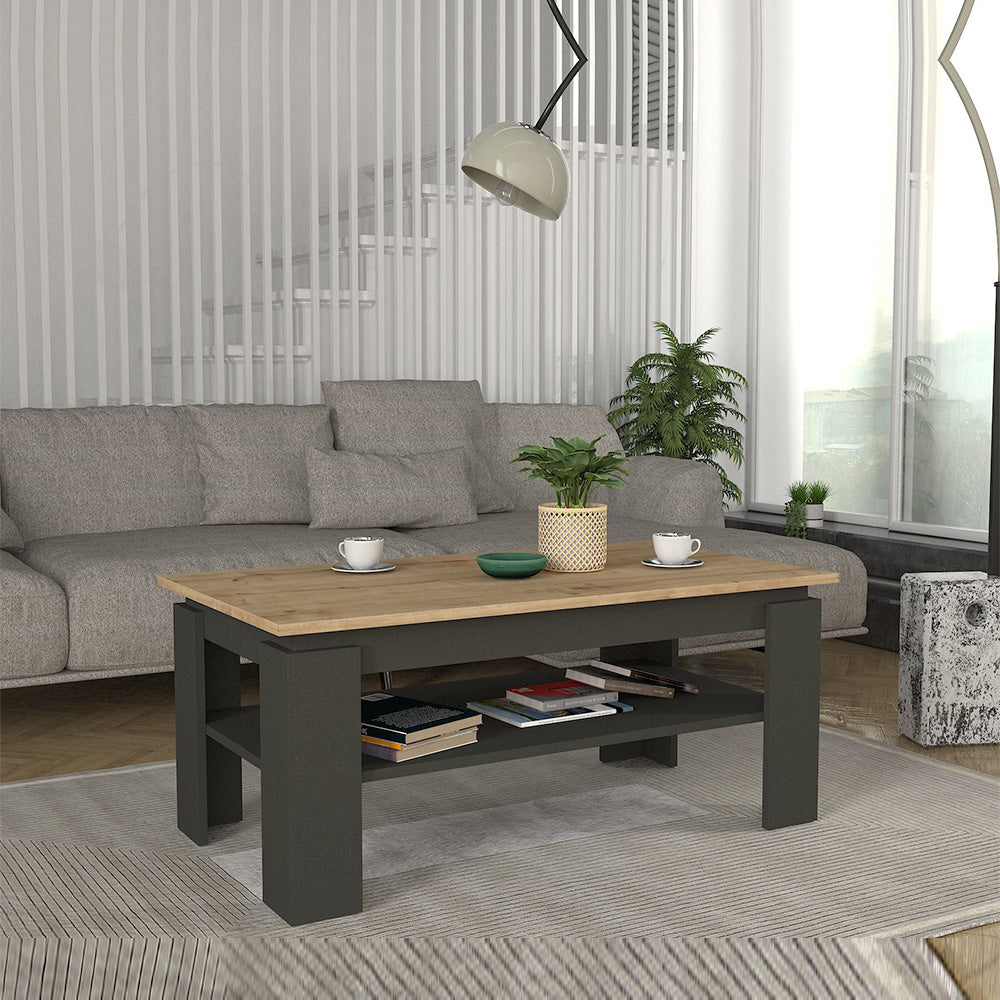 Pack DAMLER - Meuble TV suspendu et Table basse - Gris et chêne - Meublin.ma Meuble TV Meublin.ma