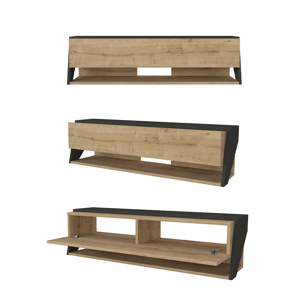 Pack LERITOS - Meuble TV suspendu et Table basse - Gris et chêne - Meublin.ma Meuble TV Meublin.ma