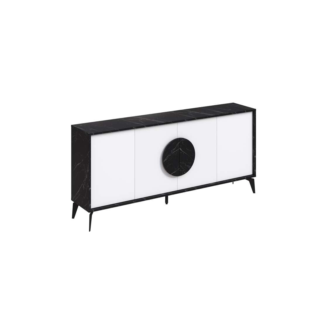 Console GORA 180 cm - Buffet et Bahut de rangement - Noir et blanc - Meublin.ma Meuble TV Meublin.ma