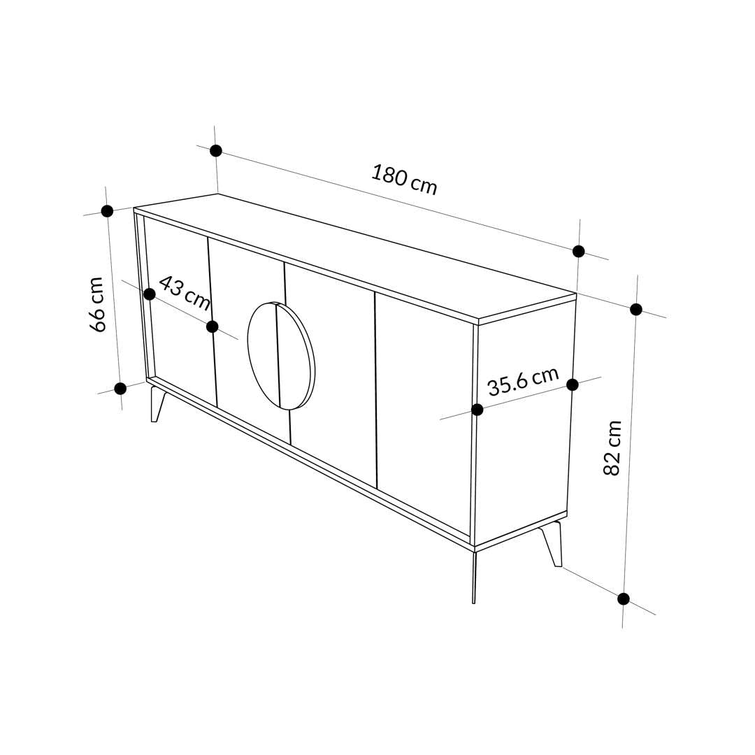 Console GORA 180 cm - Buffet et Bahut de rangement - Marbré et noyer - Meublin.ma Meuble TV Meublin.ma