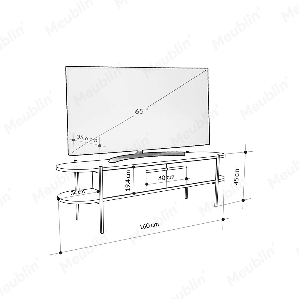 Table TV à design minimaliste OTIS 160 cm - Beige Cappuccino et Blanc