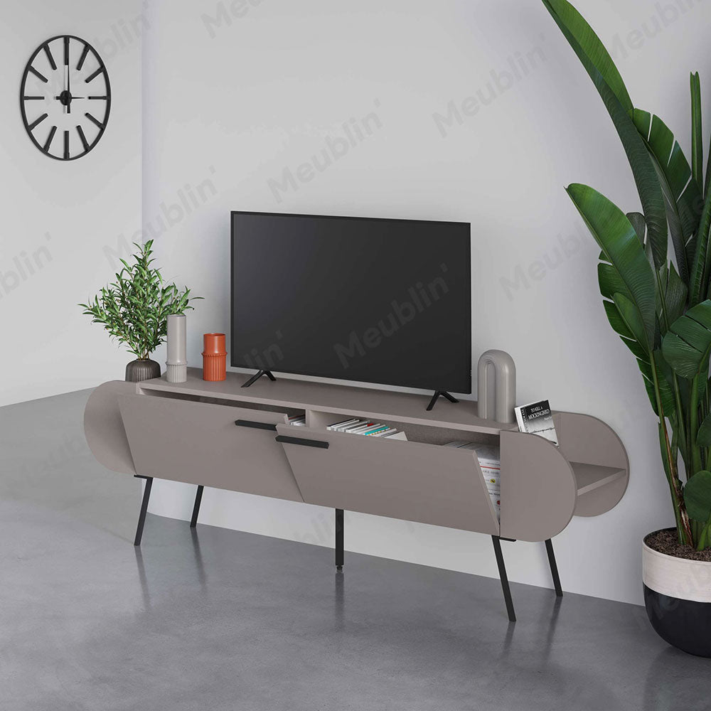 Meuble TV à design minimaliste CAPSULE 195 cm - Beige Cappuccino