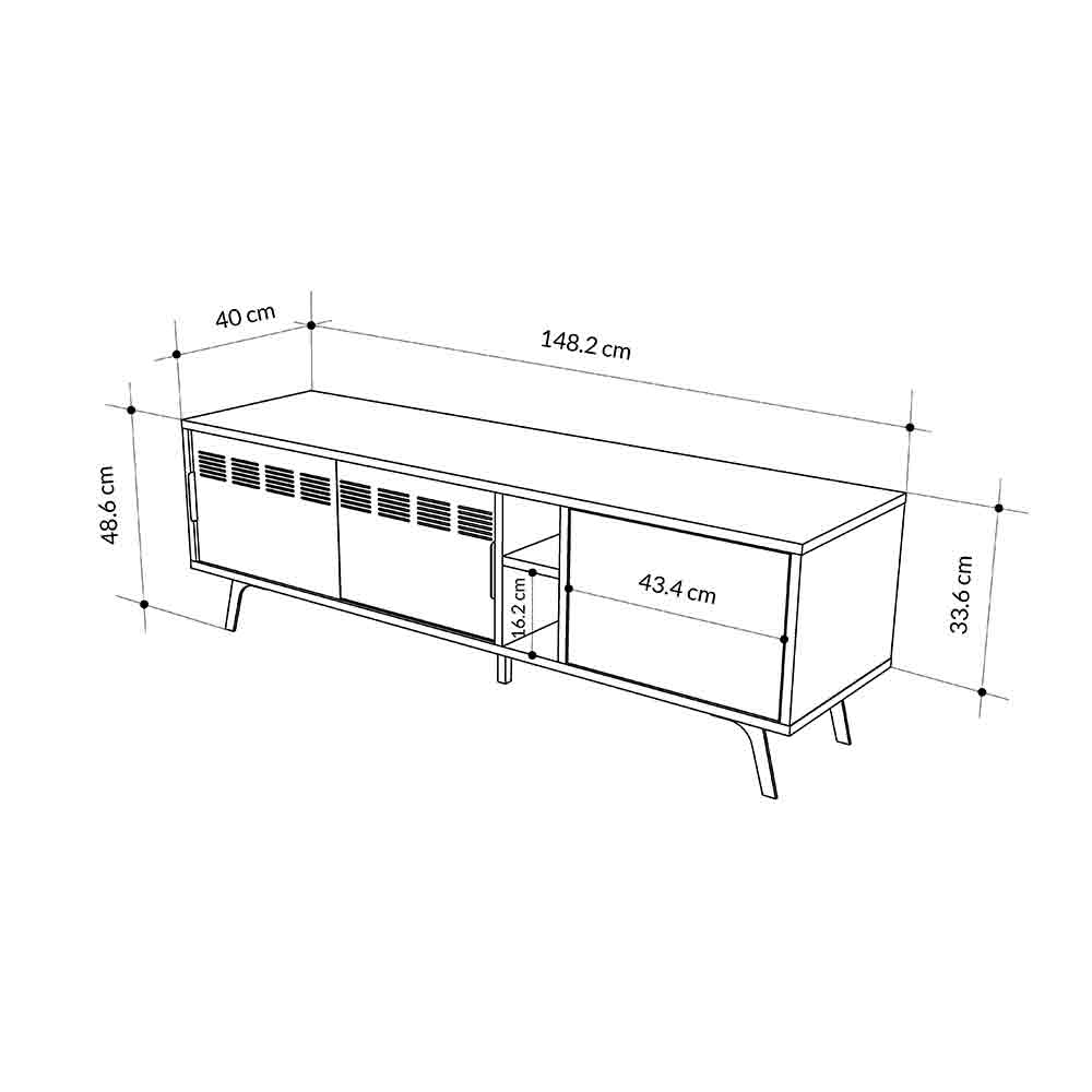 Meuble TV moderne LULIA 148 cm - Chêne et Noir - séjour ou salon - Meublin.ma Meuble TV Meublin.ma